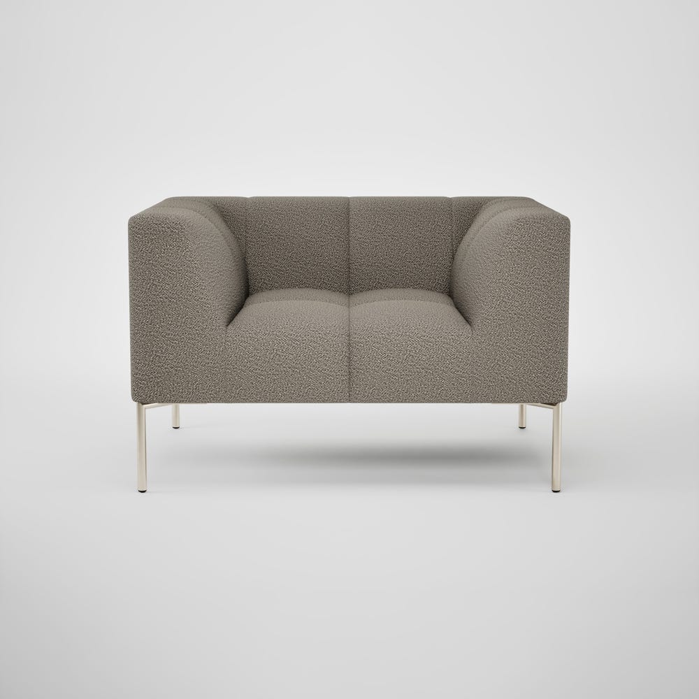 Heal's Quadro Armchair Loop Boucle Taupe Stainless Steel Feet 2