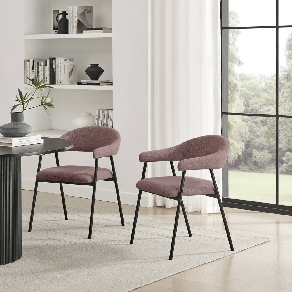FurnitureboxUK 2x Delos Dusky Pink Fabric Dining Chairs in Terracotta