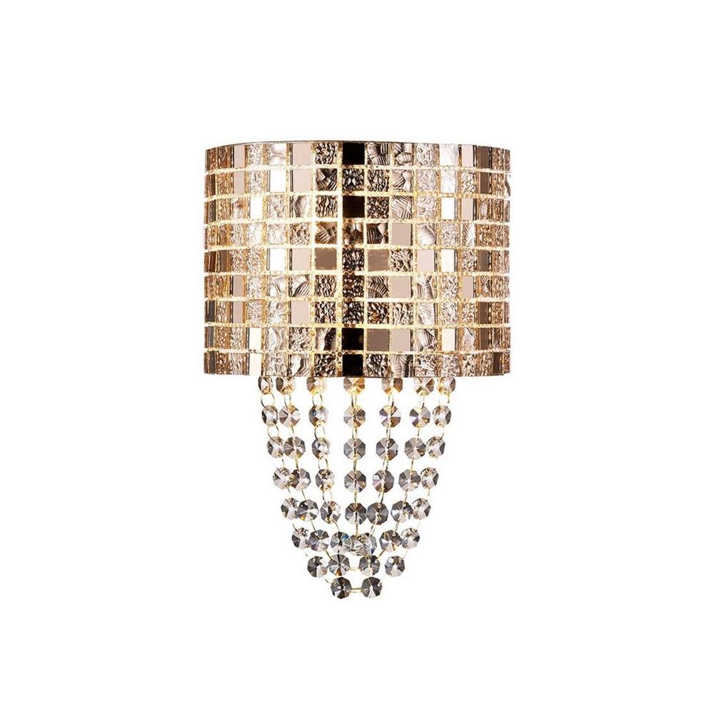 Netlighting Camden Wall Lamp 2 Light G9 Rose Gold Mosaic Glass Crystal
