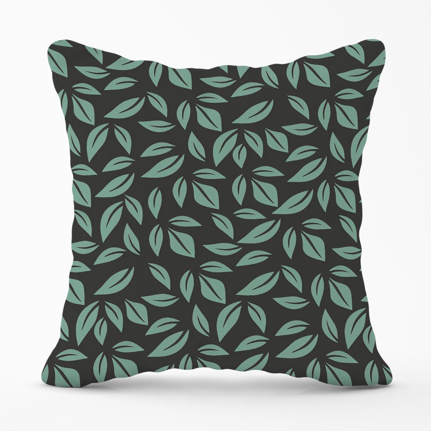Warren Reed - Designer Delicate Leaf Outdoor Cushion in Green