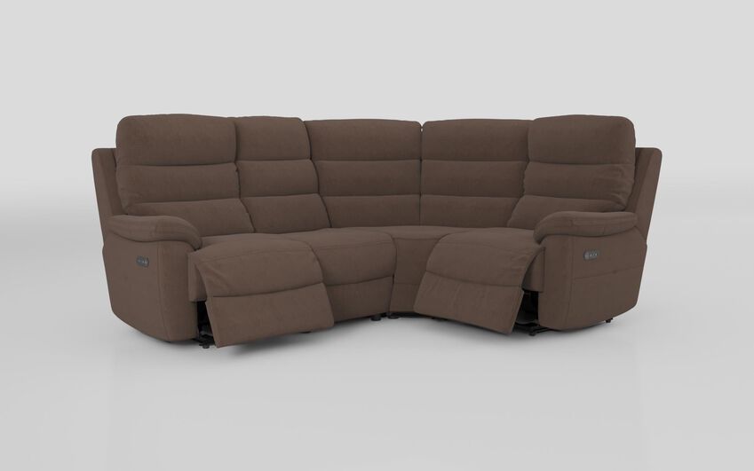 Brown Fabric Ossett 2 Corner 1 Power Sofa with Head Tilt