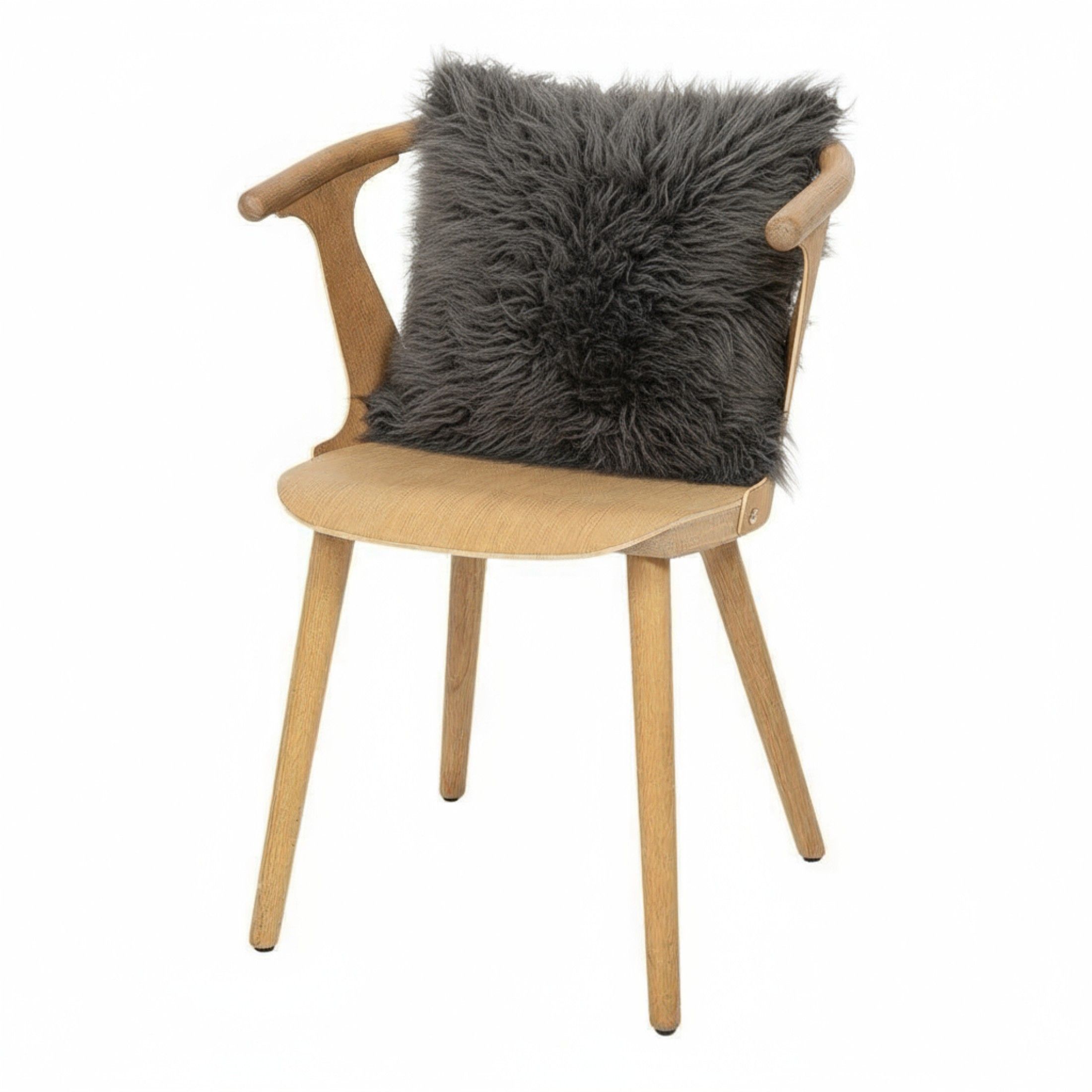Infinity Leather Luxury Genuine Sheepskin 40x40cm Real Wool Single Sided Cushion in Grey