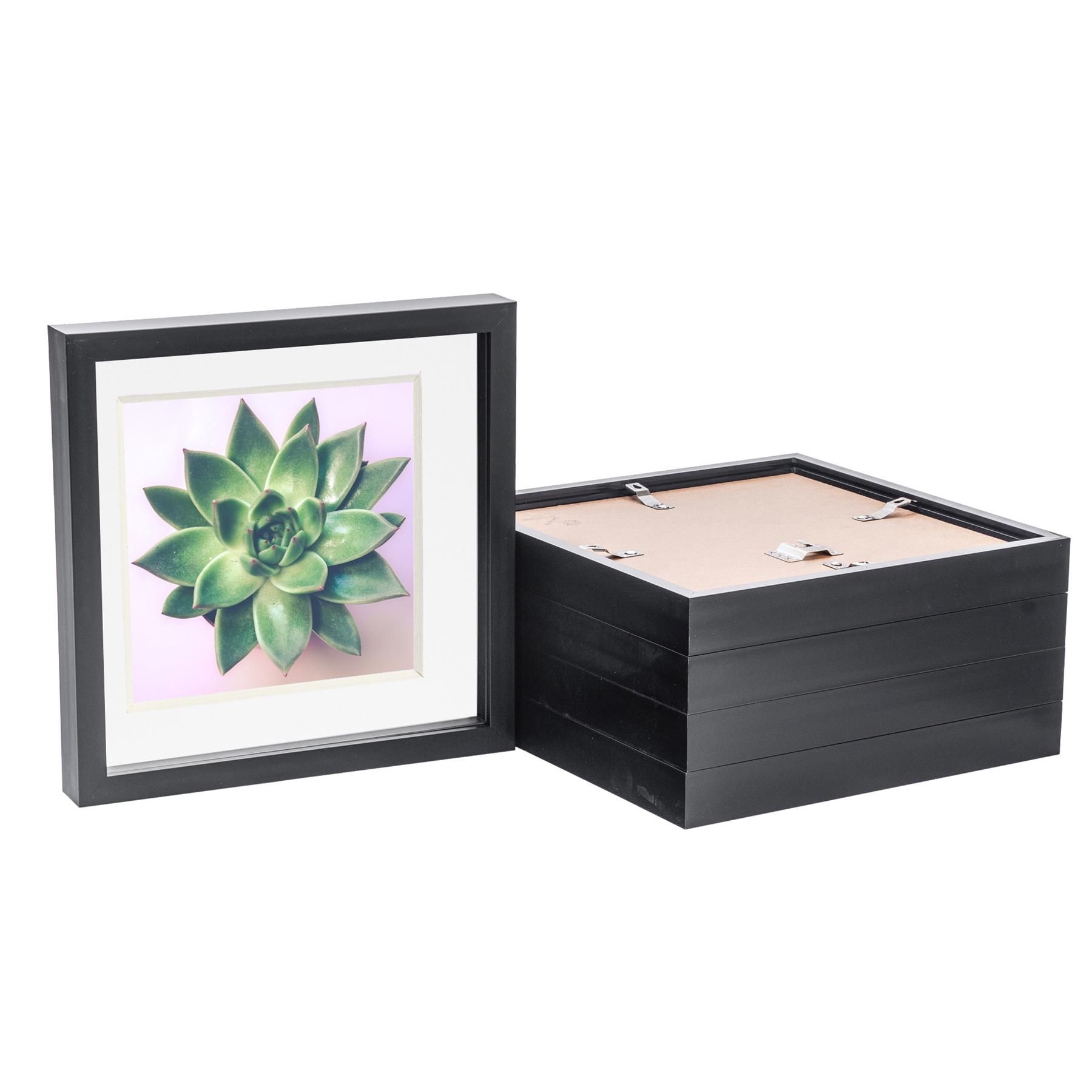 Nicola Spring 10x10" 3D Box Photo Frames 8x8" x5 in White