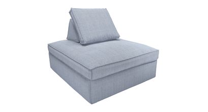 Harry Large Pouffe with bolster cushion in Uniform House Herringbone Weave - sofa.com