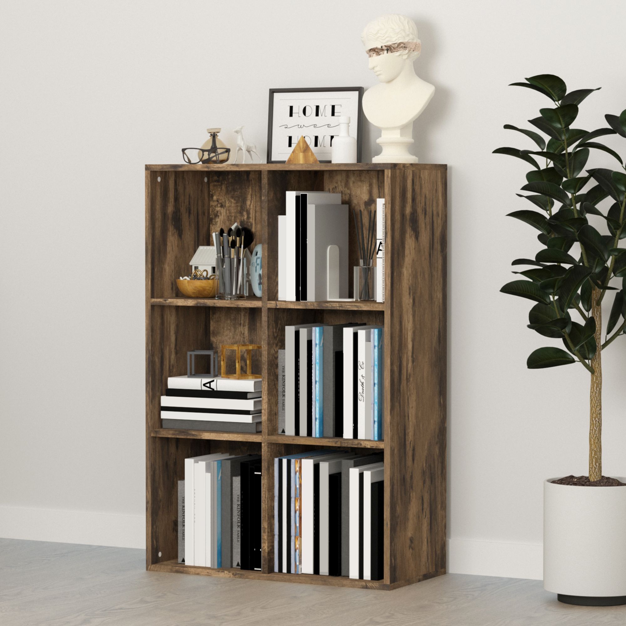 HOMCOM Cubic Cabinet Bookcase Storage Shelves Display Organiser in Brown