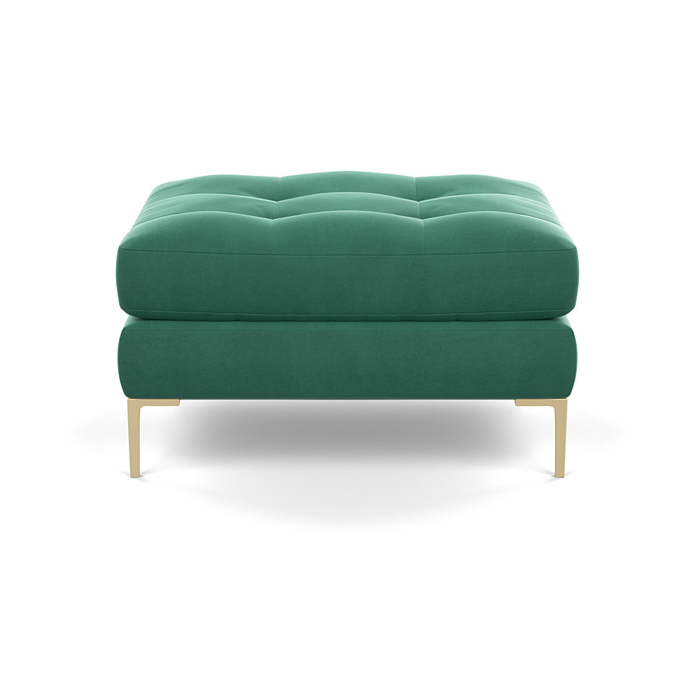 Heal's Eton Footstool Smart Velvet Sea foam Brass