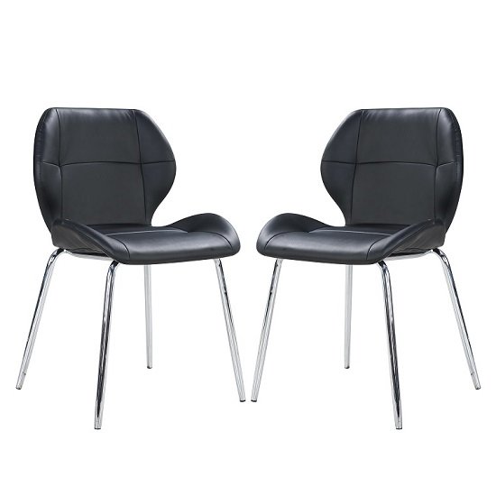Darcy Dining Chair In Black Faux Leather in A Pair