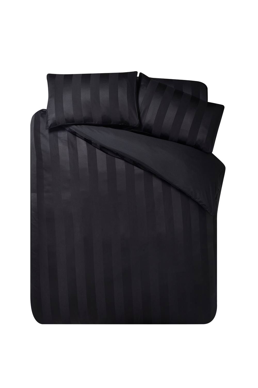Catherine Lansfield 'So Soft Satin Stripe' Duvet Cover Set in Black 4