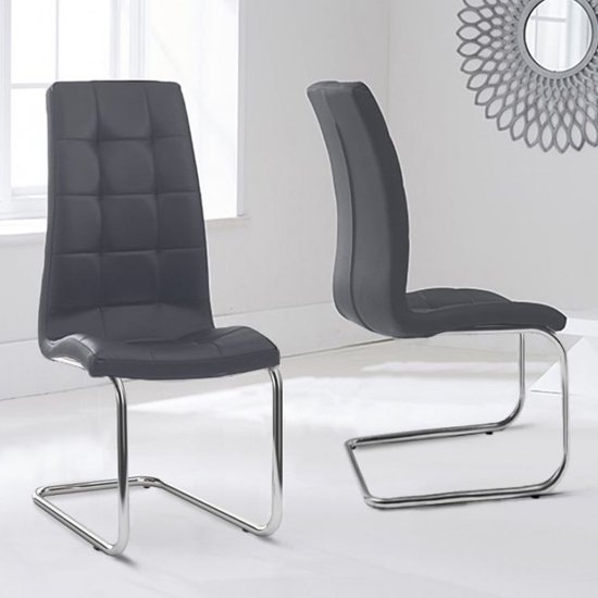 Liesma PP Grey Dining Chairs With Hoop Leg In Pair