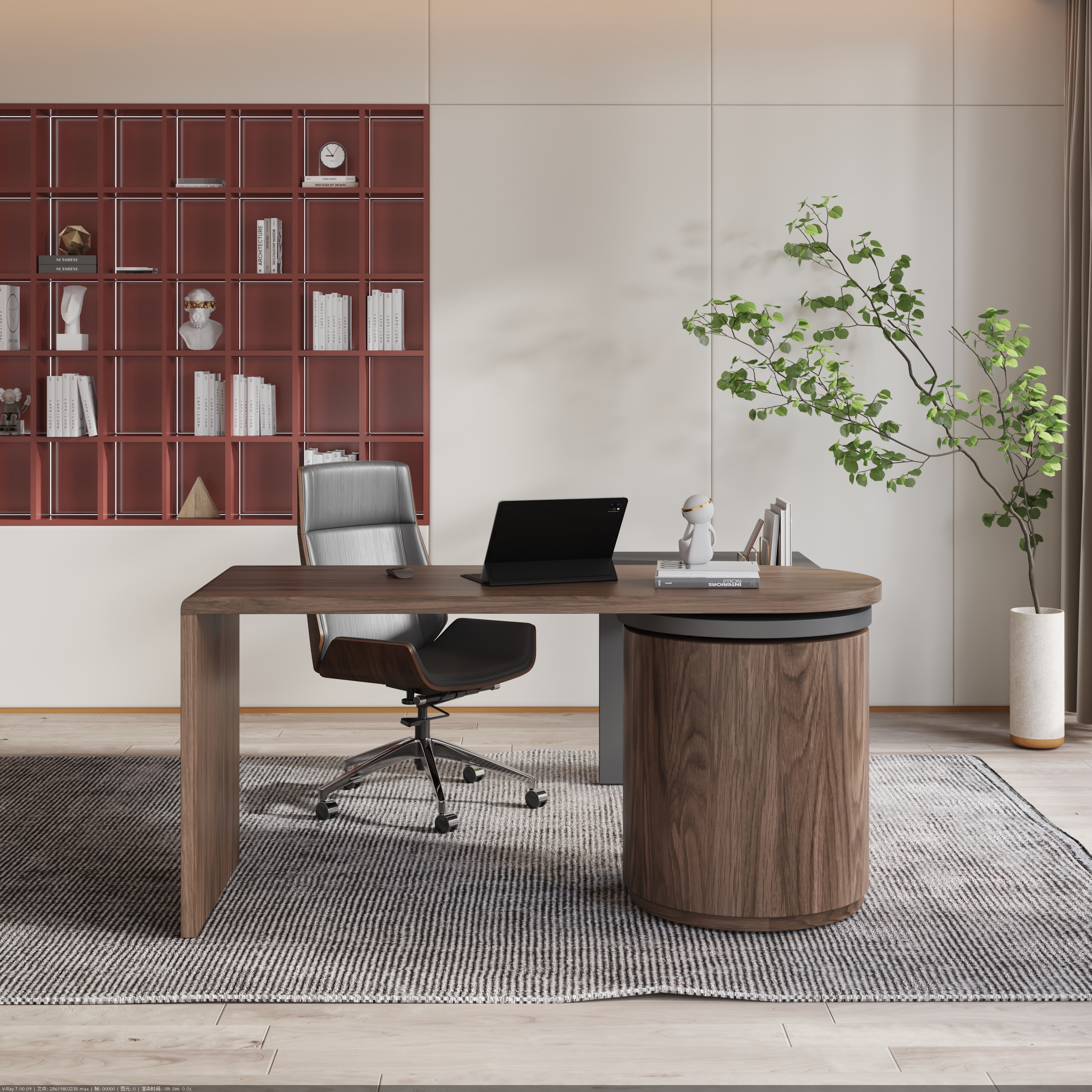 Modern L Shaped Rotatable Black & Walnut Executive Office Desk with Drawers White Office Furniture (1520mm)