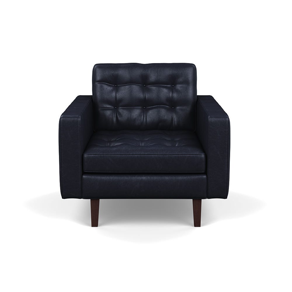 Heal's Hepburn Armchair In Stonewash Leather Black