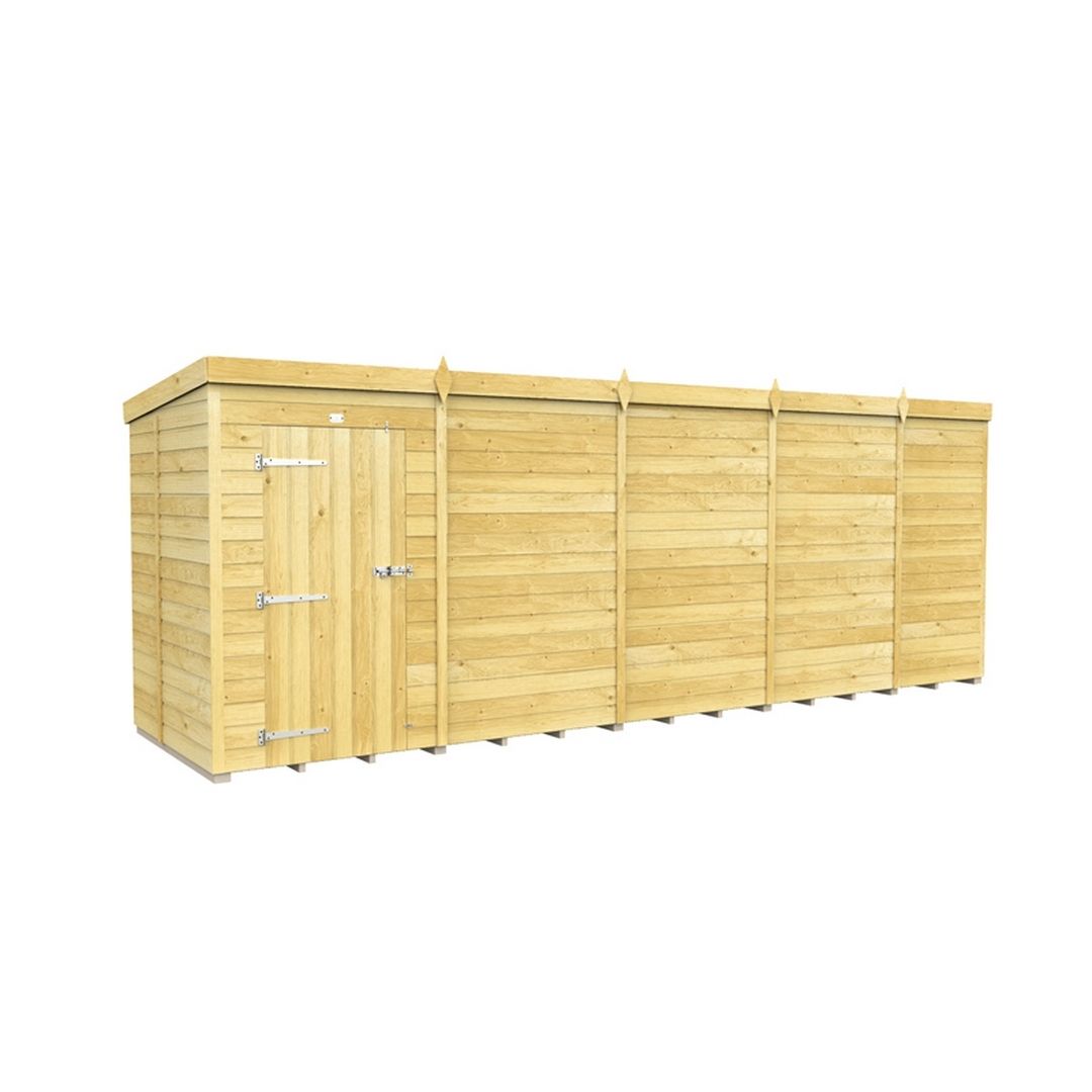 Buttercup Farm 19 x 5 Feet Pent Shed - Single Door W/O Window - L147 x W560 x H201 cm in Brown