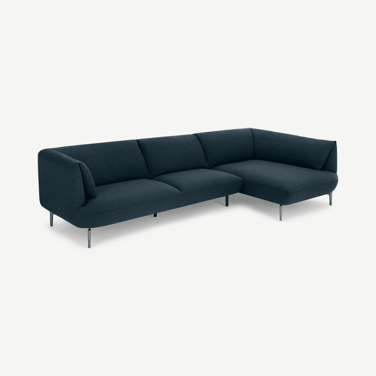 Inka Right Hand Facing Chaise End Corner Sofa, Aegean Blue Fabric