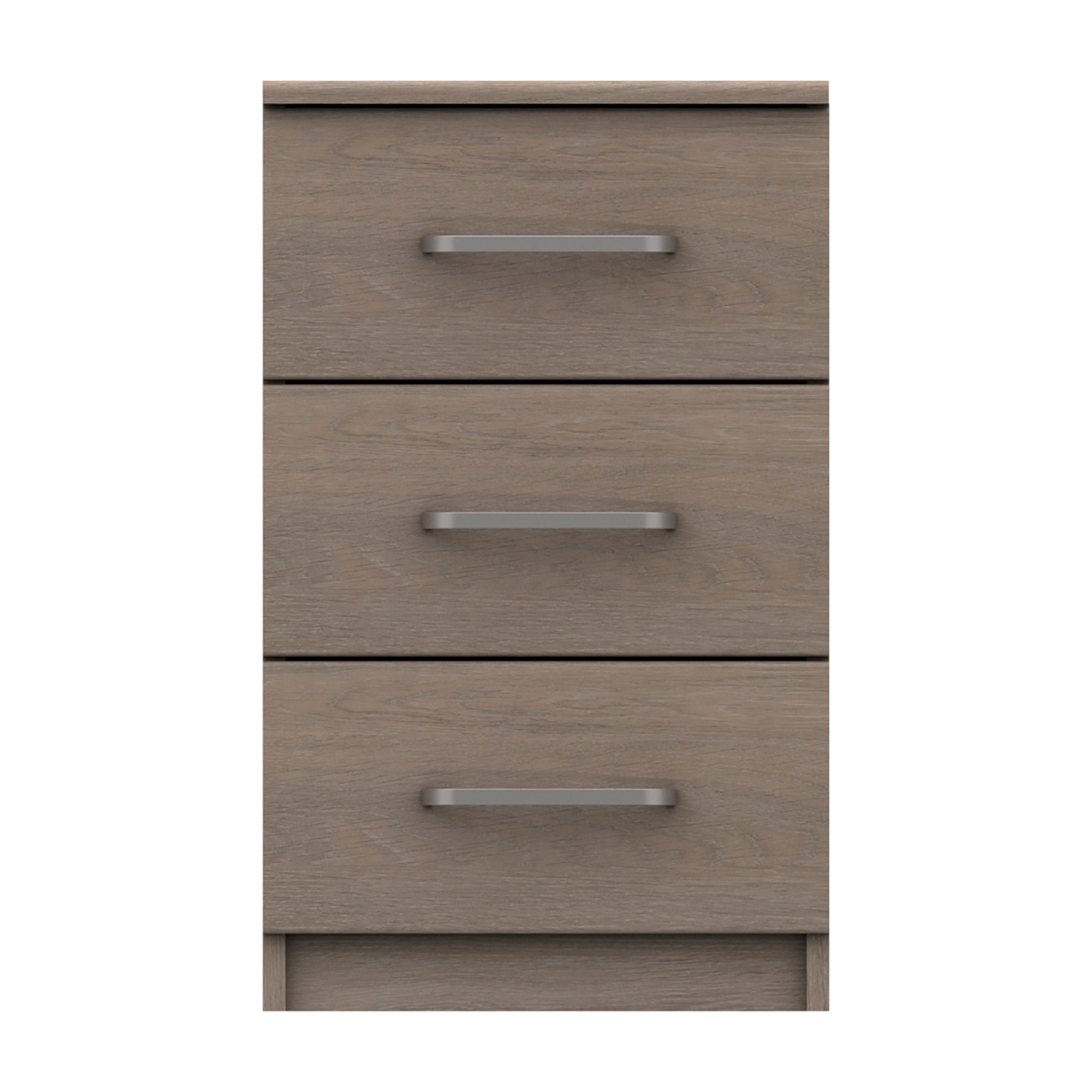 Parker Beige 3 Drawer Bedside Table Dark Brown