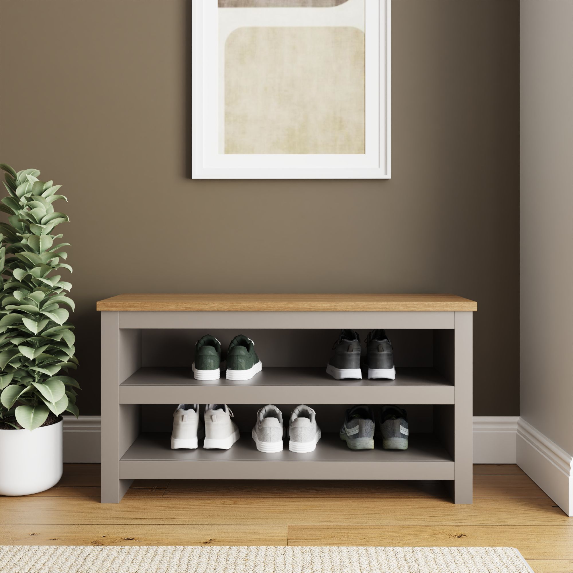 GFW Lancaster Simple Shoe Bench in Grey
