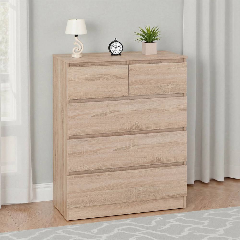 Seconique Malvern 3+2 Drawer Chest - Sonoma Oak in Light Oak