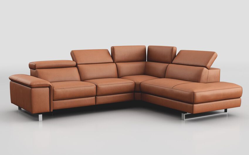 Orange Viserba 3 Corner 2 Sofa with Right Hand Facing Chaise & Manual Head Tilt