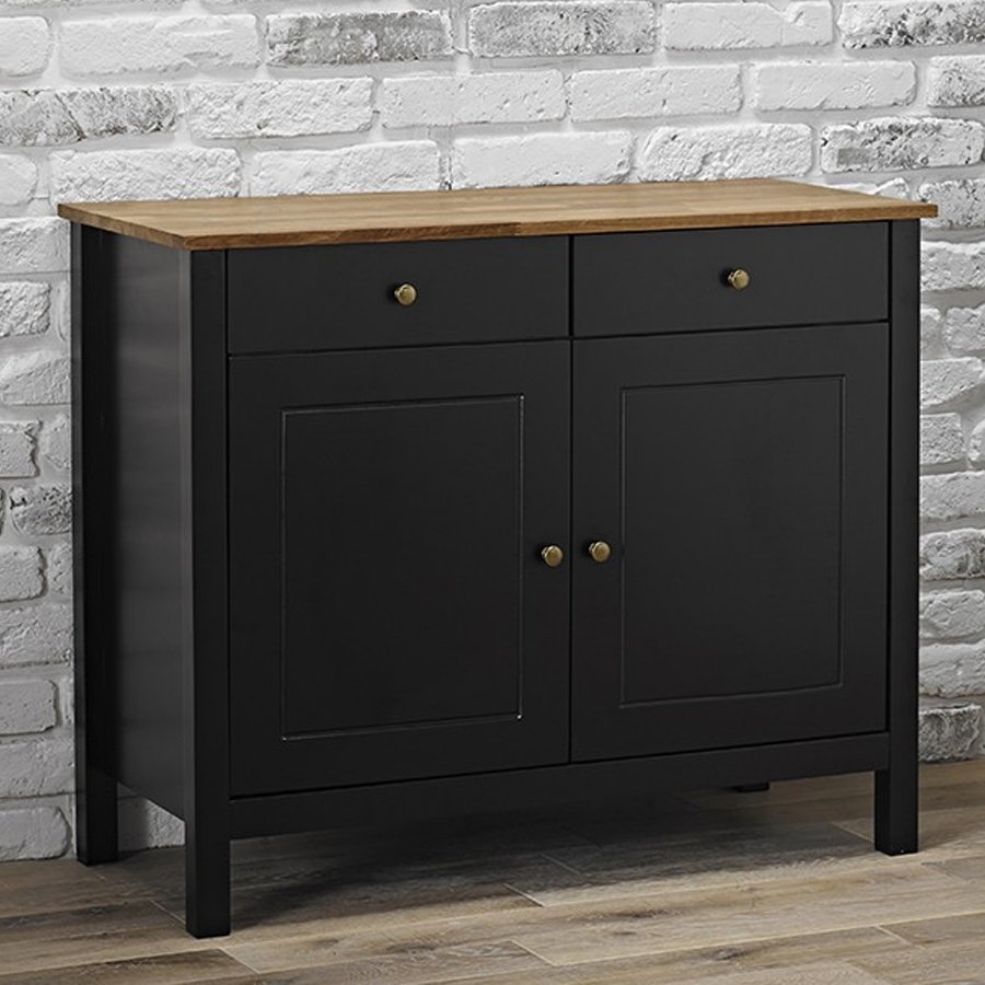 Copenhagen Oiled Wood Sideboard With Black Frame