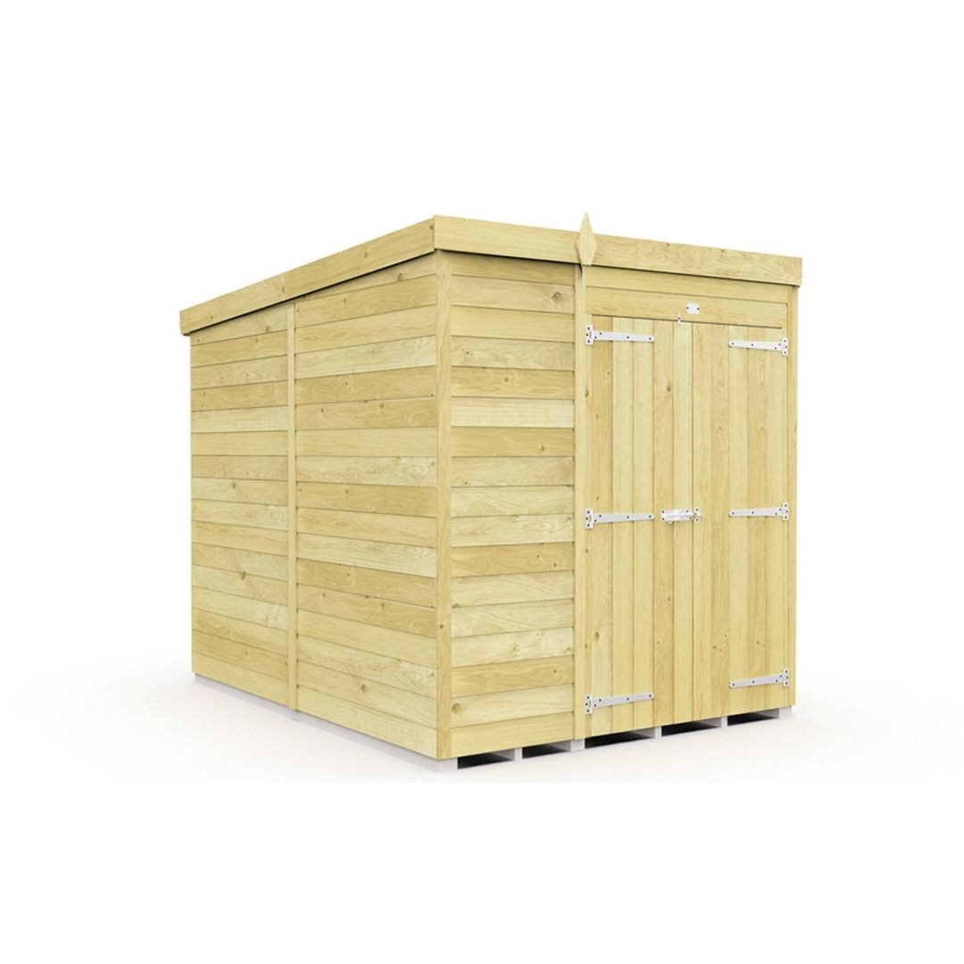 Buttercup Farm 6 x 8 Feet Pent Shed - Double Door W/O Windows - L231 x W185 x H201 cm in Brown