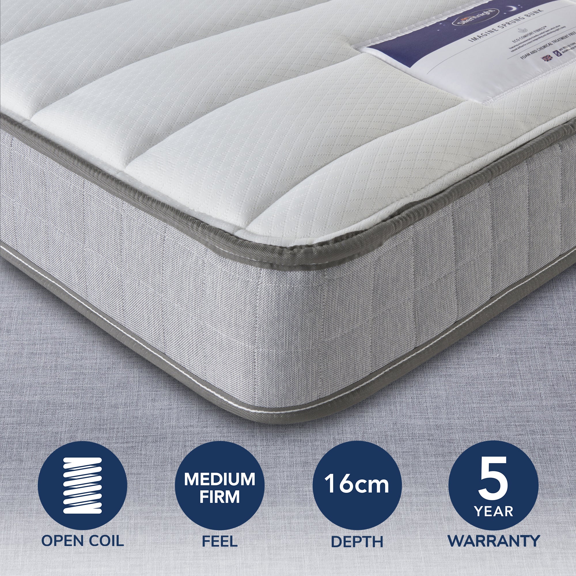 Silentnight Medium Firm Imagine Sprung Bunk Mattress White
