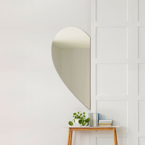Wing Frameless Left Half Heart Wall Mirror