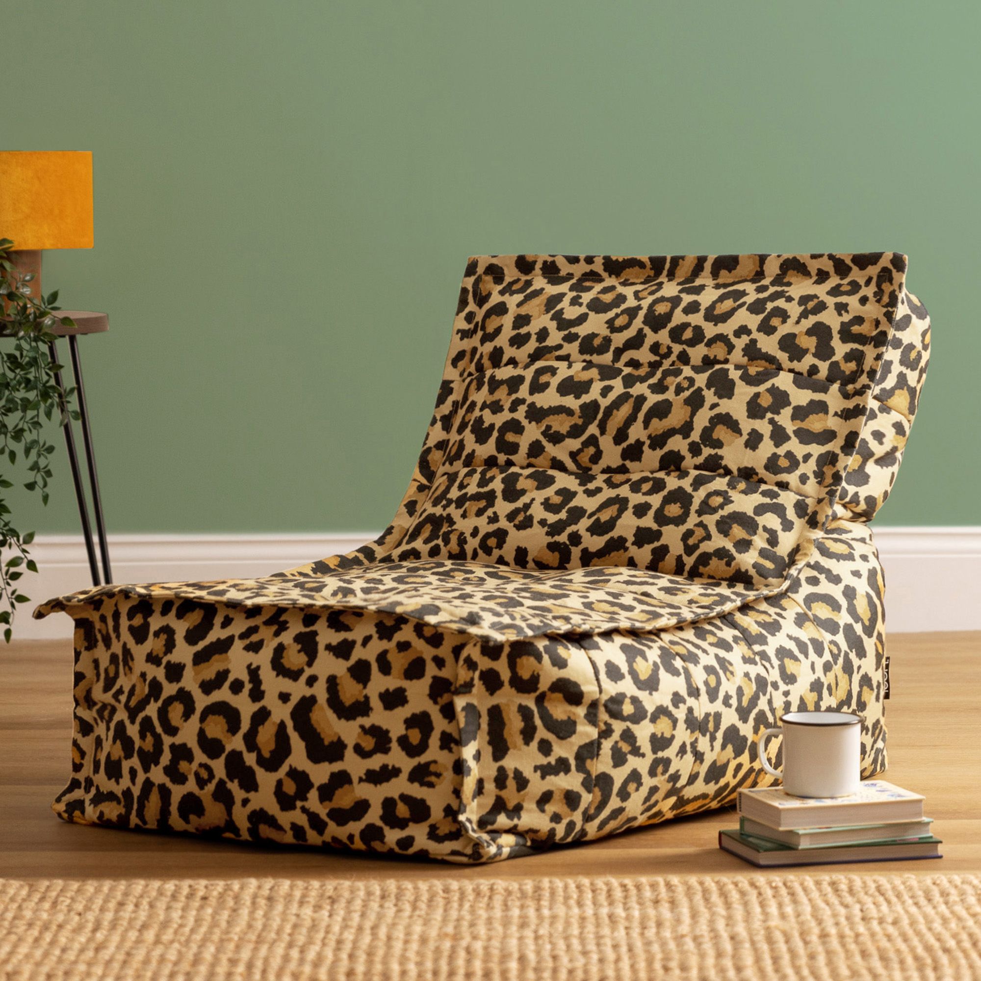 icon Dolce Scandi Leopard Soft Woven Kyoto Lounger Bean Bag, Multicolour