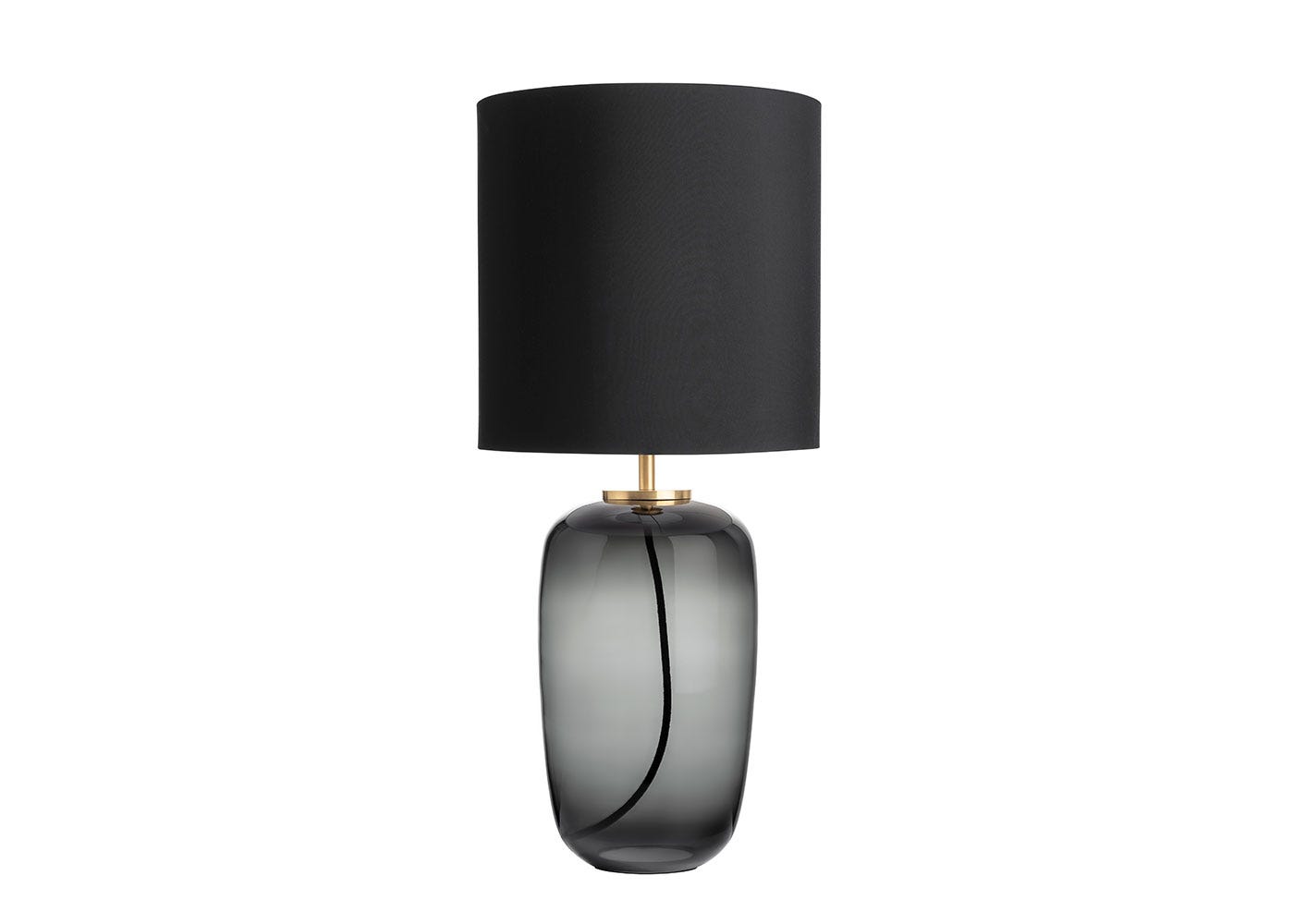 Hadeland Glassverk Vega Table Lamp Grey & Brass with Black Shade