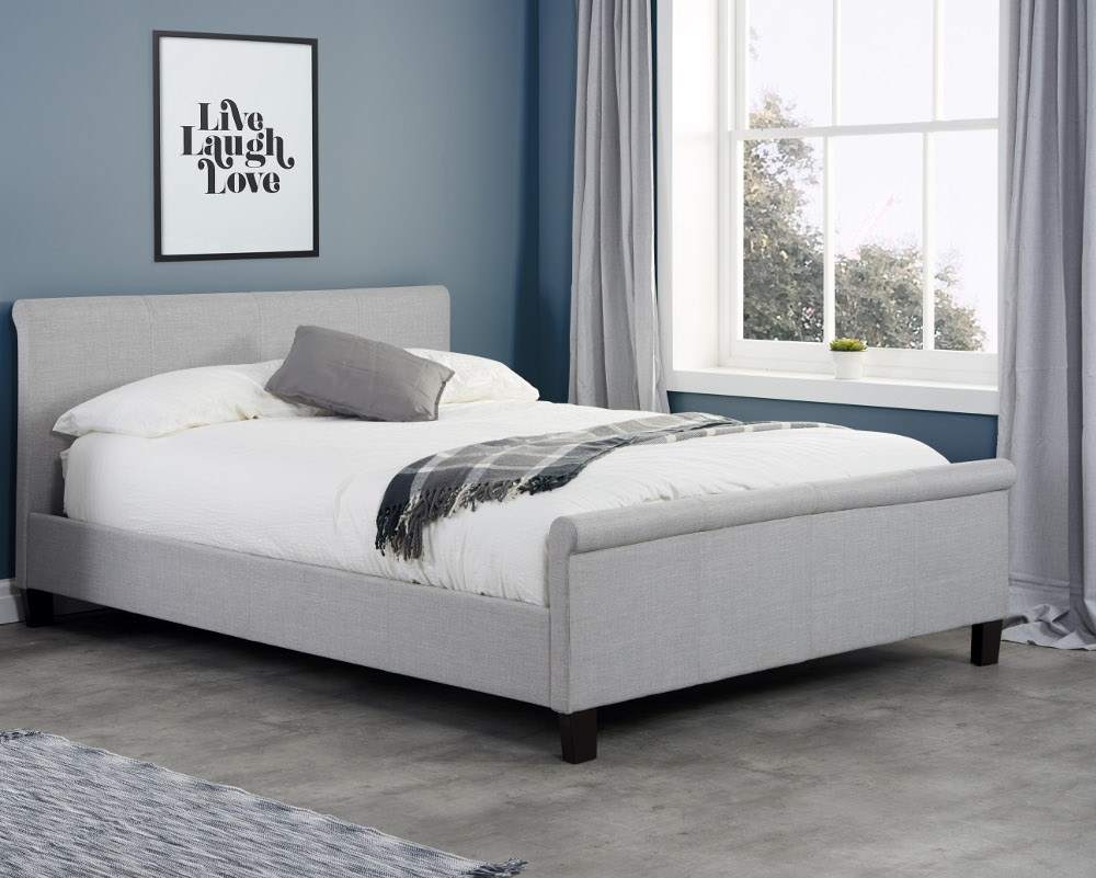Stratus Grey Fabric Sleigh Bed Frame - 4ft Small Double