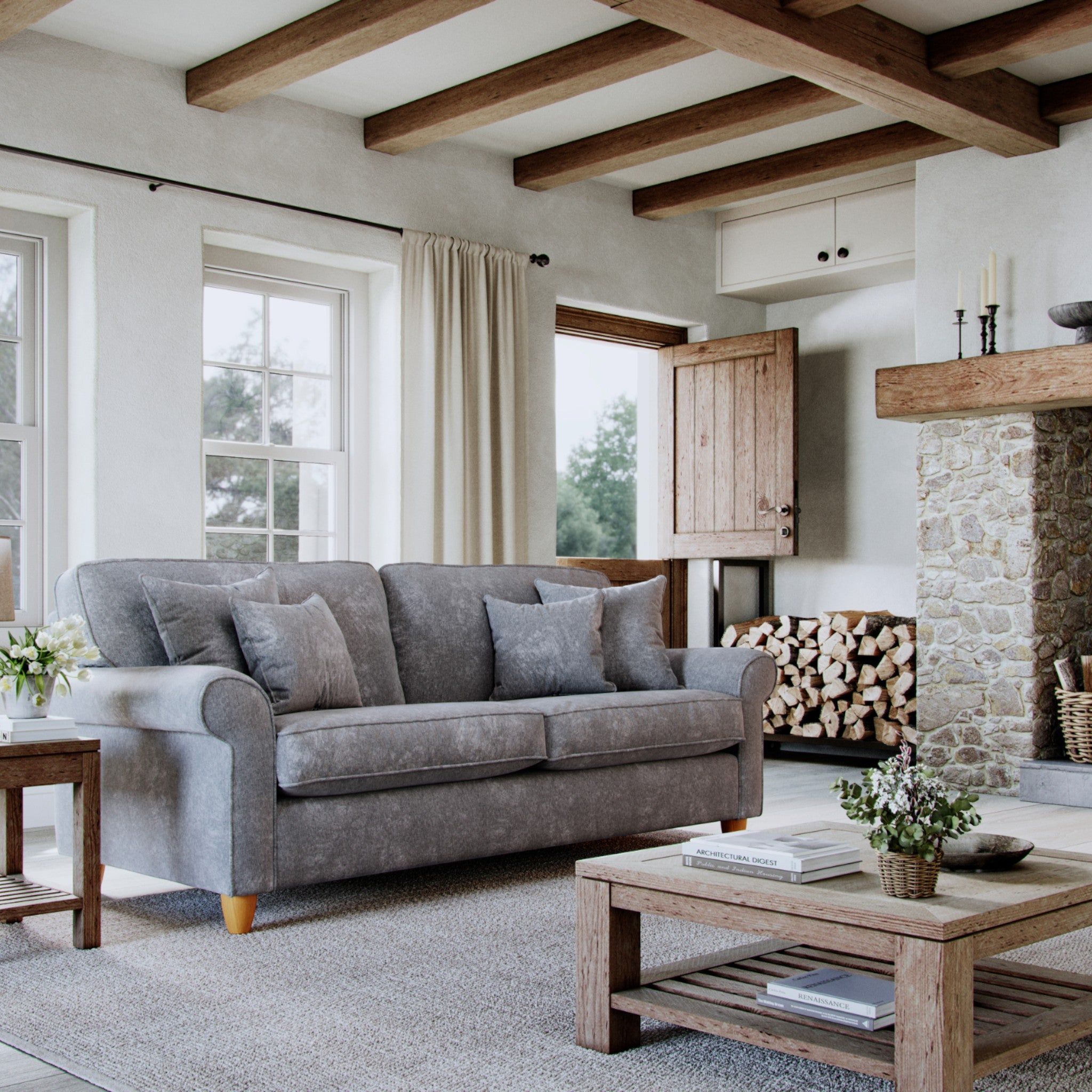The Great Sofa Company Flora Large Sofa Glory Anthracite in Mid Grey
