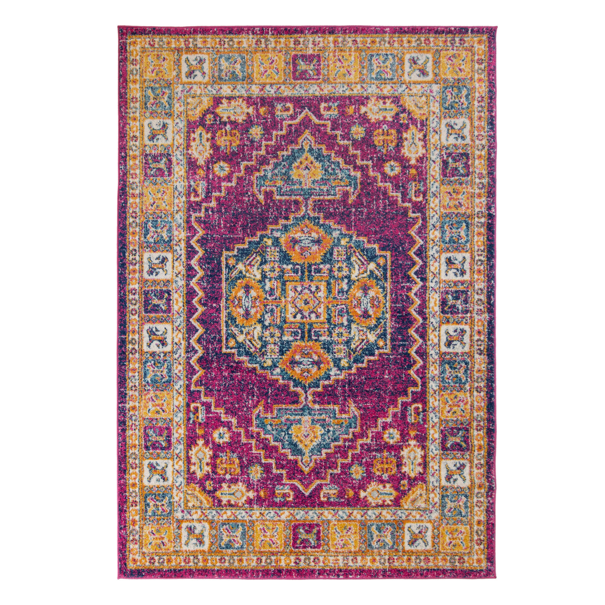 Urban Traditional Rug Pink, Yellow and Blue