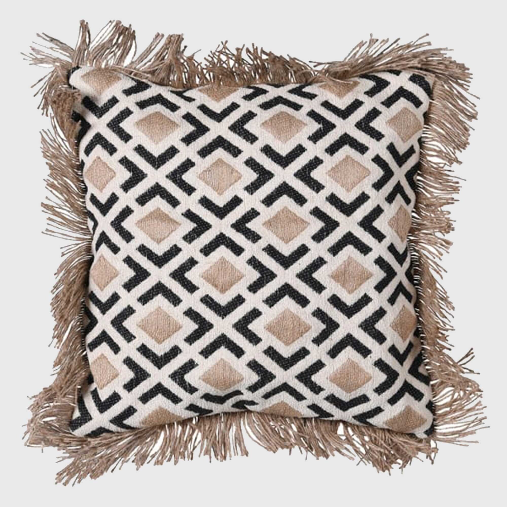 FLORIAN FRINGED CUSHION, Square Cotton Blend | Barker & Stonehouse