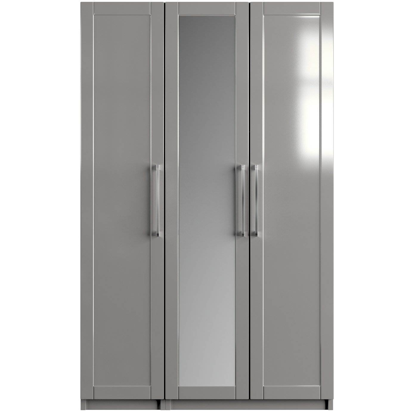One Call Colby Gloss 3 Door Mirrored Wardrobe - Grey