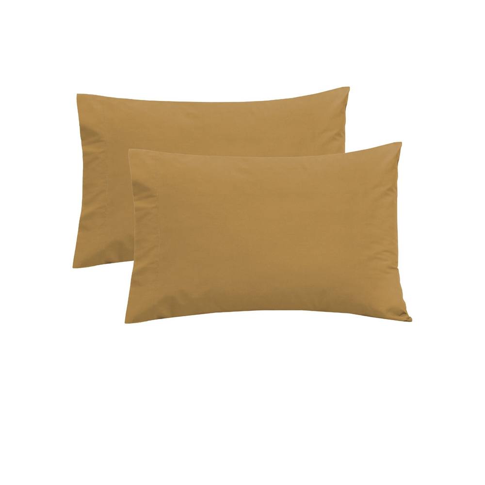 Smart Living Polycotton Bed Linen Luxury Fitted Bedsheet or Pillowcase Pair NonIron in Mustard