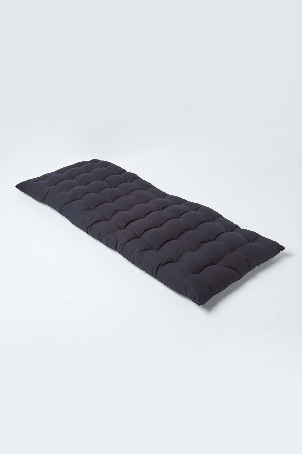 Homescapes Garden Bench Cushion Luxury 2 Seater Cotton Indoor Outdoor Pad, 108 x 42cm in Black