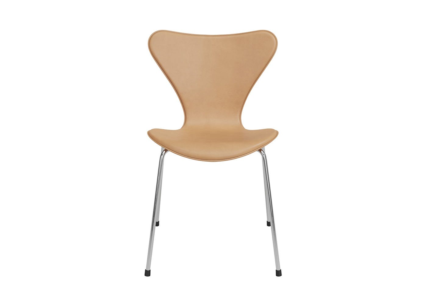 Fritz Hansen Series 7 Chair Harness Leather Warm Ecru Chrome Legs