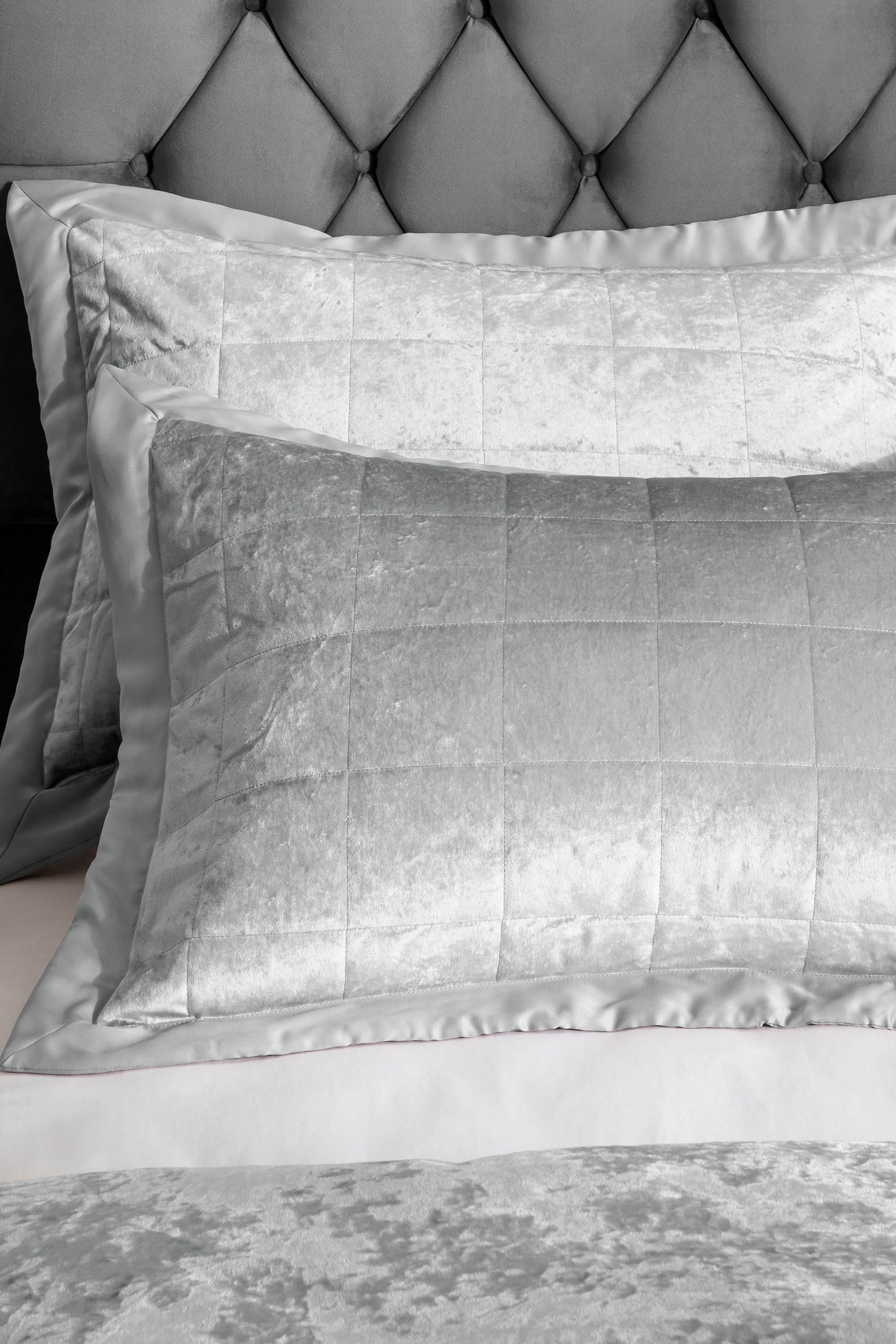 Catherine Lansfield 'Crushed Velvet' Pillowsham Pair in Silver