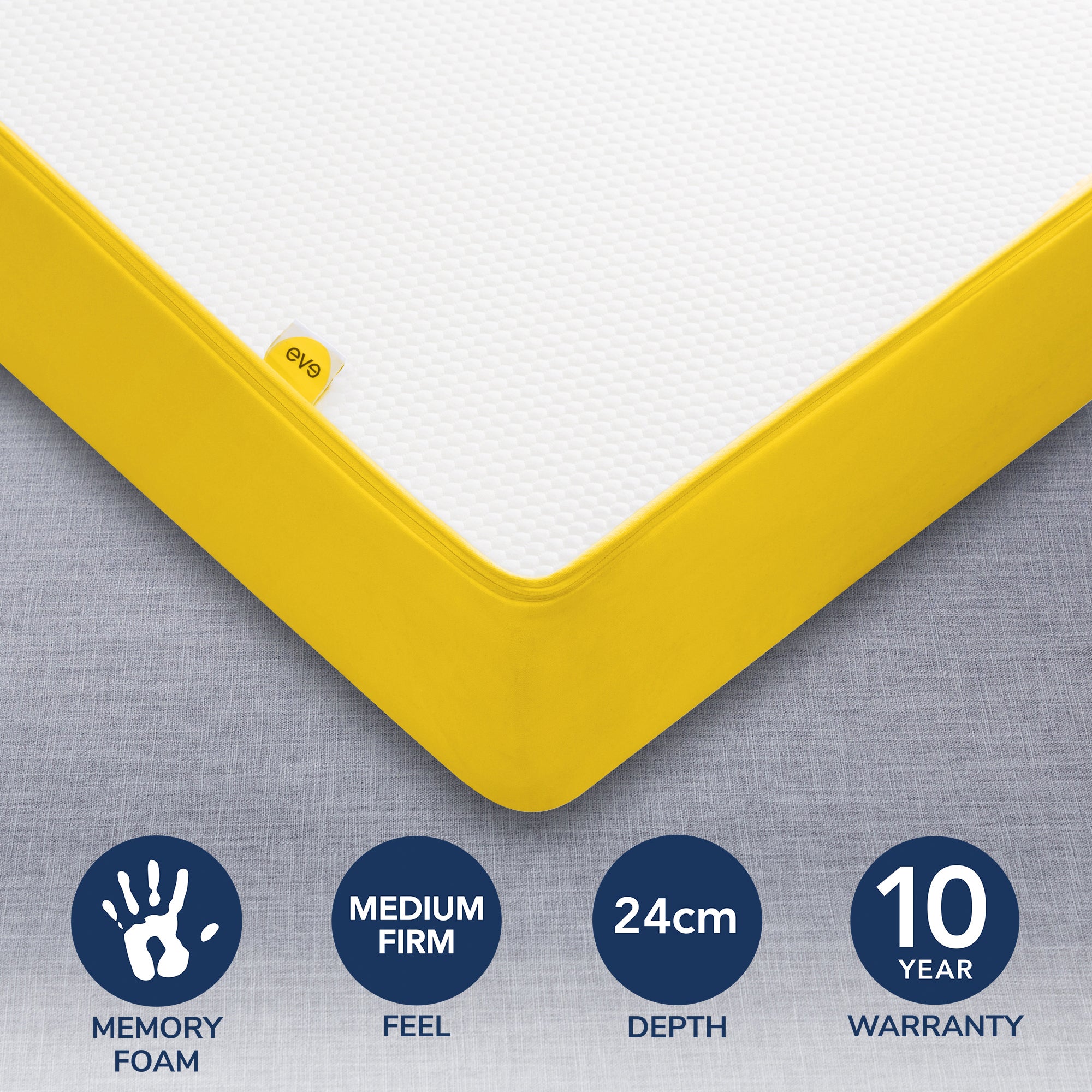 Eve Medium Firm Original Memory Foam Mattress Yellow
