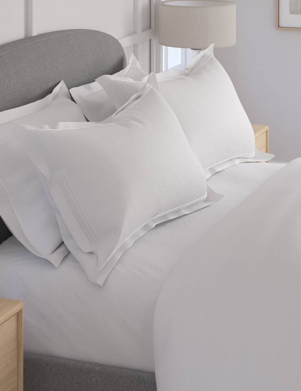 M&S 2 Pack Pure Cotton 600 Thread Count Oxford Pillowcases White