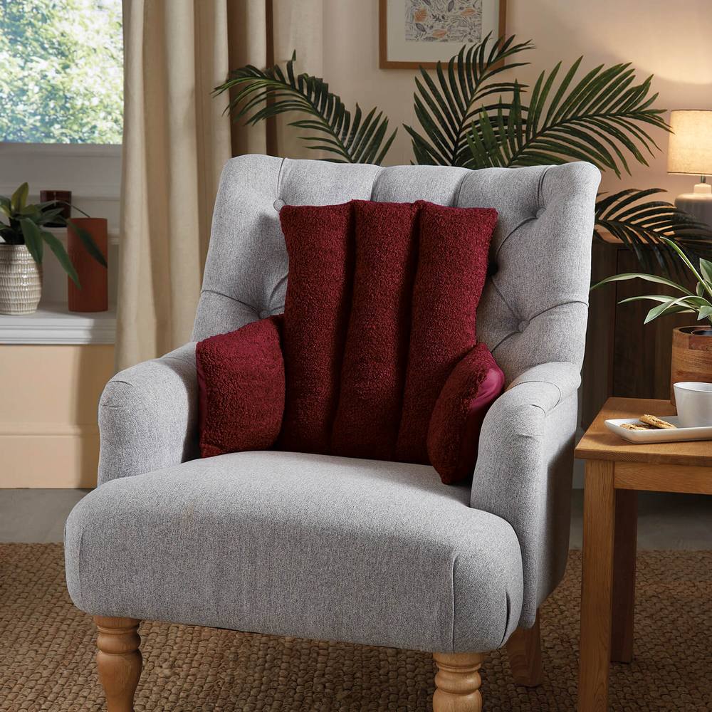 Coopers of Stortford Reversible Armchair Cushion, Teddy Fleece & Polyester in Red