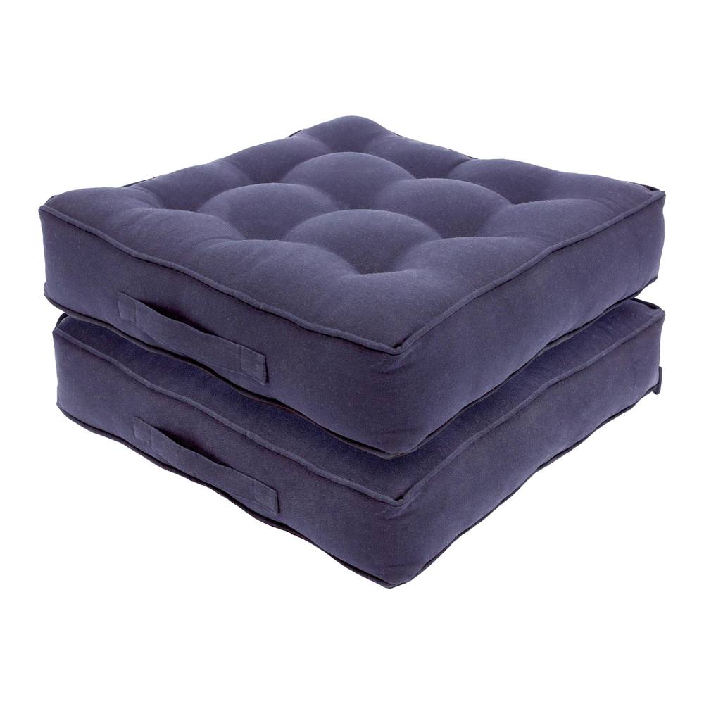 Harbour Housewares Square Armchair Booster Cushions - 50 x 50cm - Pack of 2 in Navy