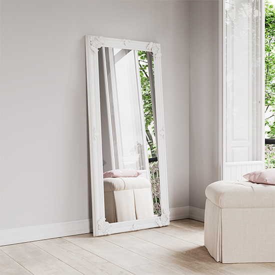 Moncton Large Leaner Chevel Dressing Mirror In White Frame