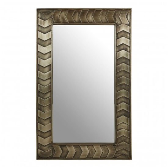 Siros Rectangular Wall Bedroom Mirror In Weathered Brown Frame