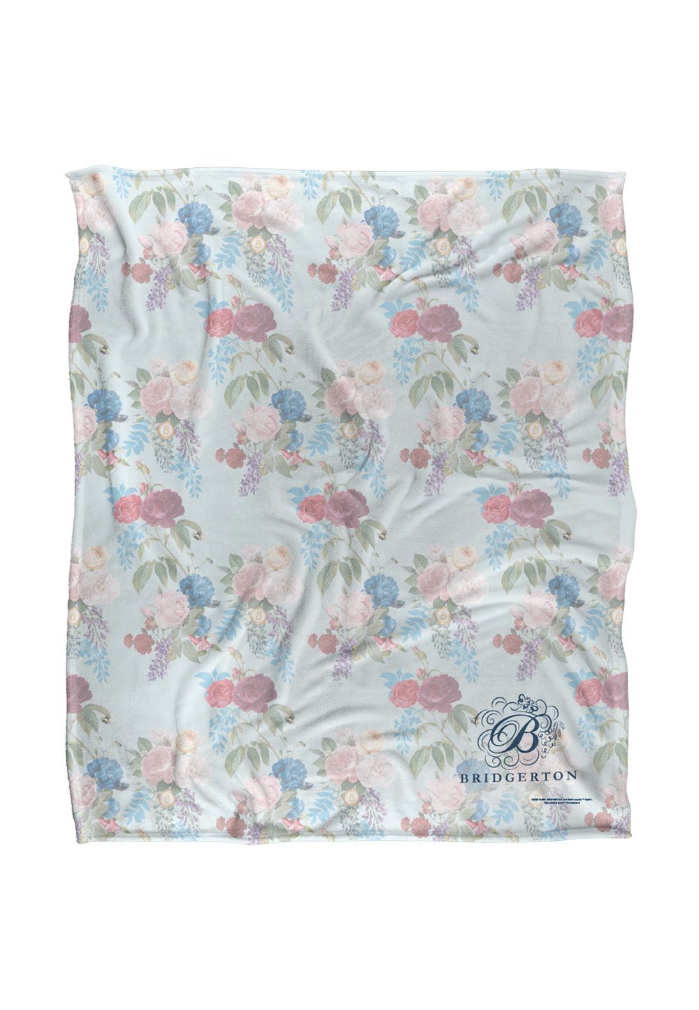 Bridgerton By Catherine Lansfield Bridgerton B Floral Silky Touch Super Soft Throw Blanket 152 X 127 cm in White
