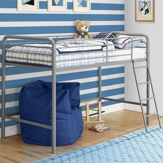 Sturdy Metal Single Midsleeper Bunk Bed In Grey