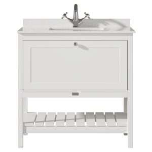 Bayswater Hartleigh Pointing White Traditional Freestanding Vanity Unit & 1 Tap Hole White Marble Top Basin - 800mm