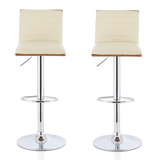 Morsun Bar Stools In Walnut And Cream PU In A Pair