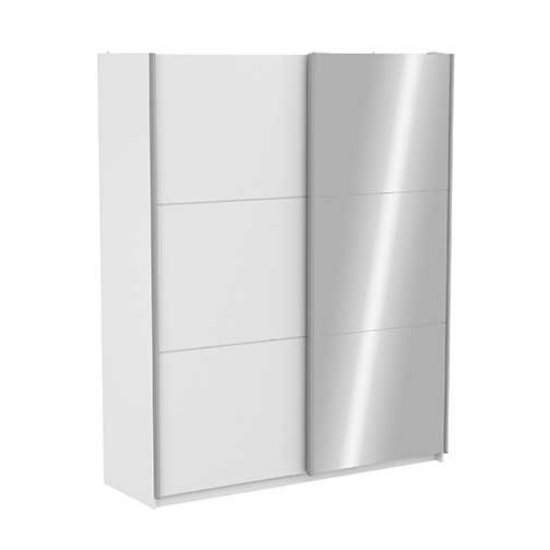 Selsey Mirrored Sliding Wardrobe In Matt White With 2 Doors