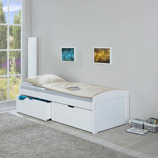 Einar Wooden Functional Single Bed In White