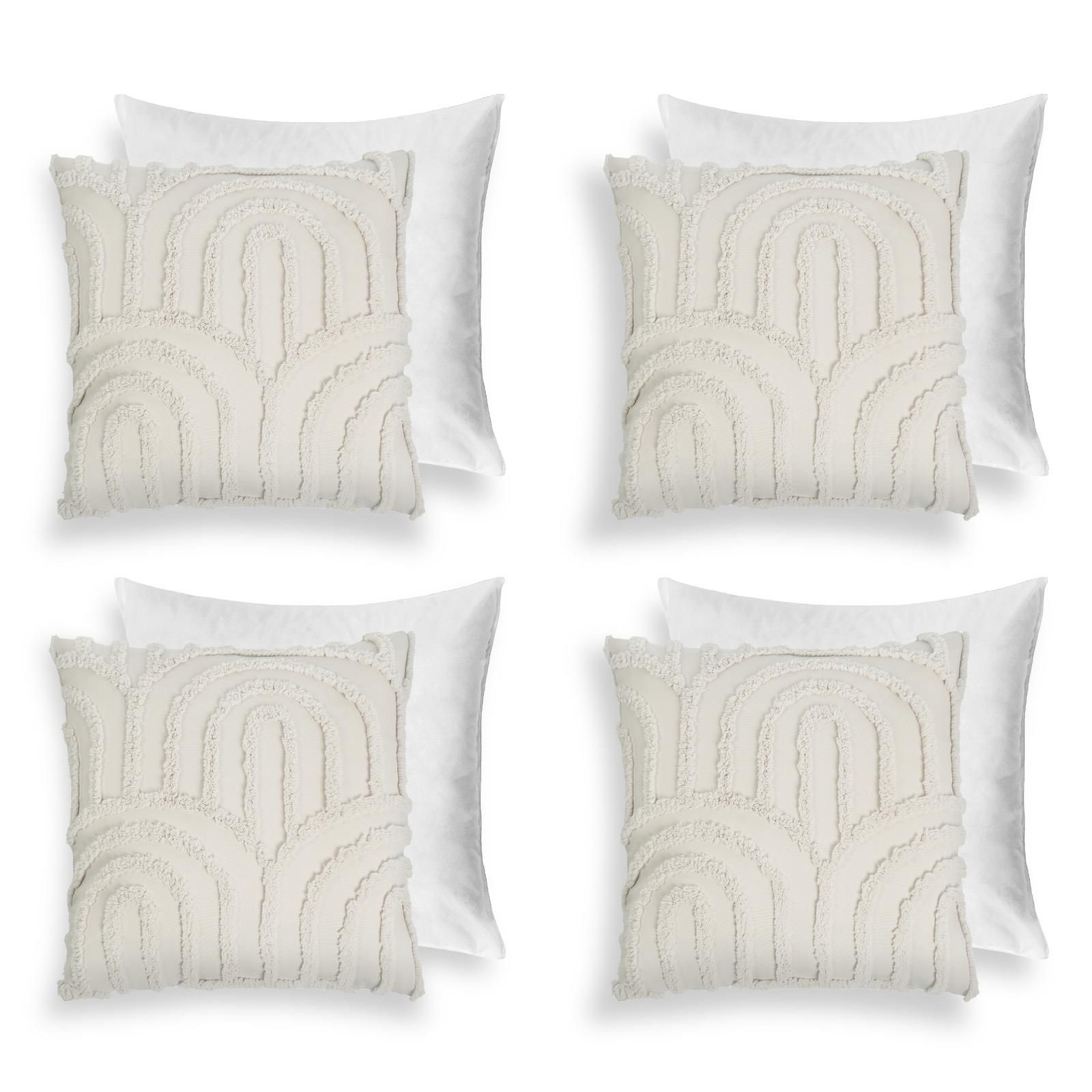 OHS 4 Pack Tufted Arch Filled Cushion Cover in Natural
