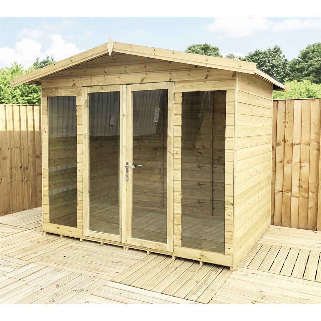 Marlborough 8 x 26 Pressure Treated Summerhouse with Long Windows in Natural